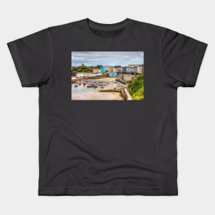 Tenby Harbour Boats And Town Houses Kids T-Shirt